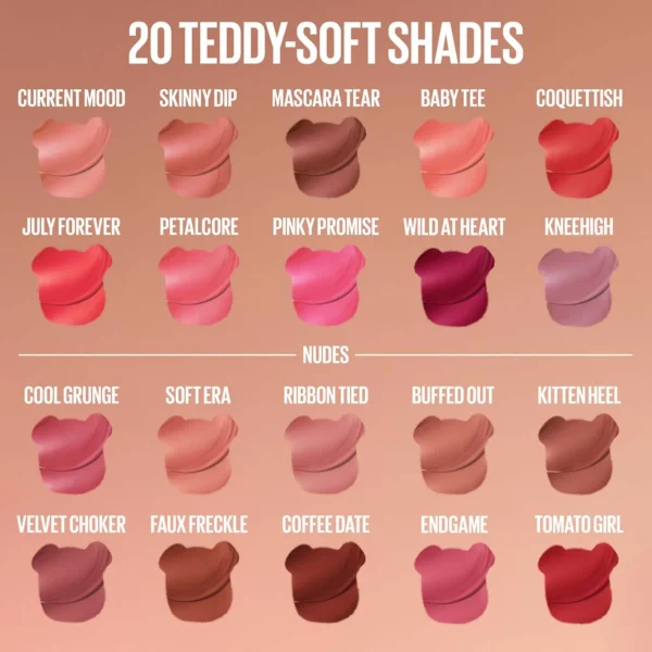 maybelline teddy tint shade guide nudes